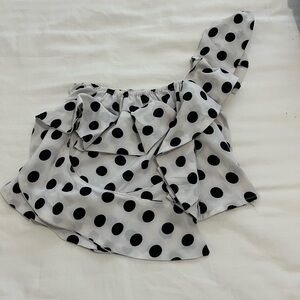Polka Dot Off-Shoulder Crop Top